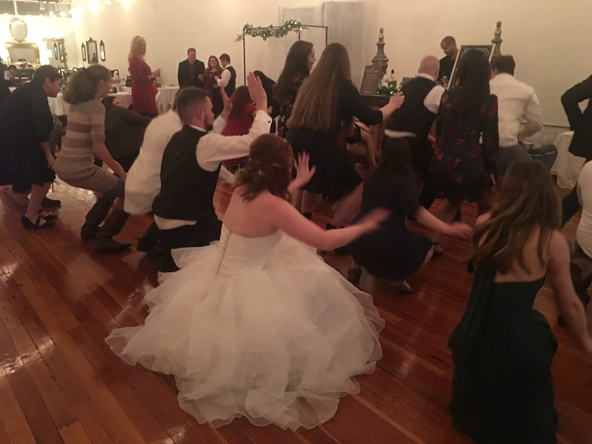 dancing at interior wedding venue 